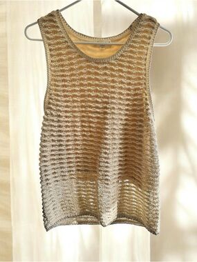 Women’s Metallic Gold Knit Tank Top -M NWT